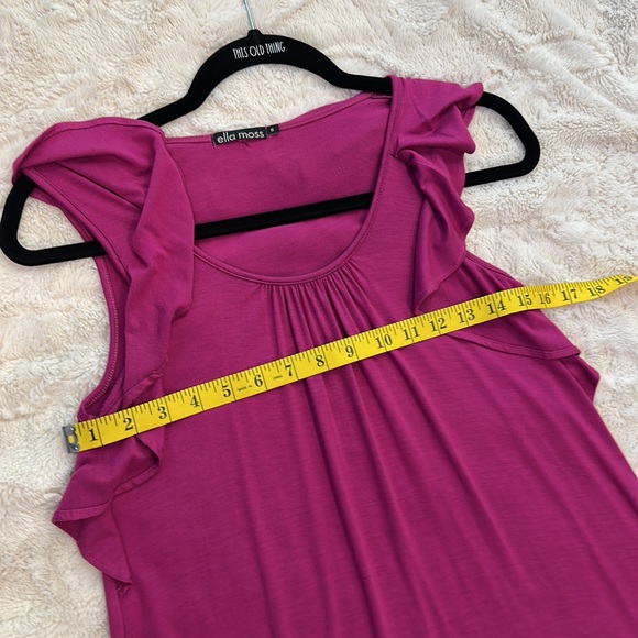 Ella Moss ruffle sleeveless fuschia pink with purple velvet trim top tunic - Picture 10 of 11